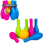 Bowling set kegels 22 cm bal 10 cm roze blauw groen geel