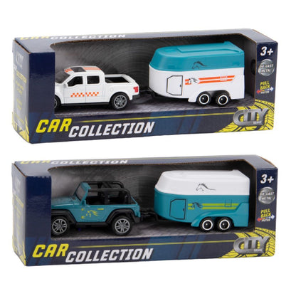 City Car Collection Die-Cast Pick-Up Met Paardentrailer 1:50 Assorti