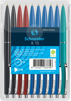 Schneider S-3081-2-3-4 Ballpoint Pen K15 10pcs Assorted Colors in Header Bag