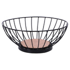 Fruitschaal 28 cm metaal hout zwart