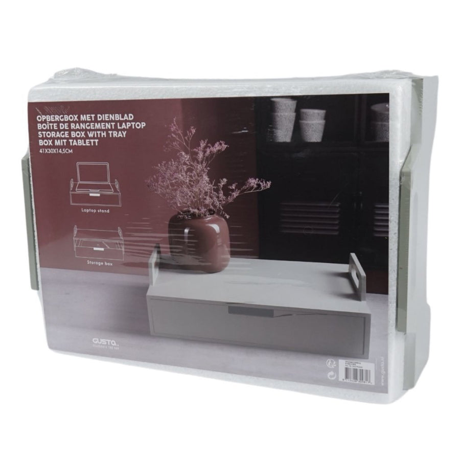 Gusta Houten Laptoptafel 41X30X14.5 Cm Groengrijs