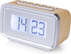 Wekkerradio Audiosonic CL-1474 retro houtlook zilver