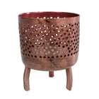 Theelichthouder metaal koper 6x6x8 cm