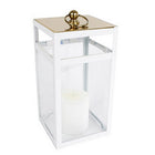 Lantaarn metaal 15,5x15,5x32,5 cm rosa goud wit