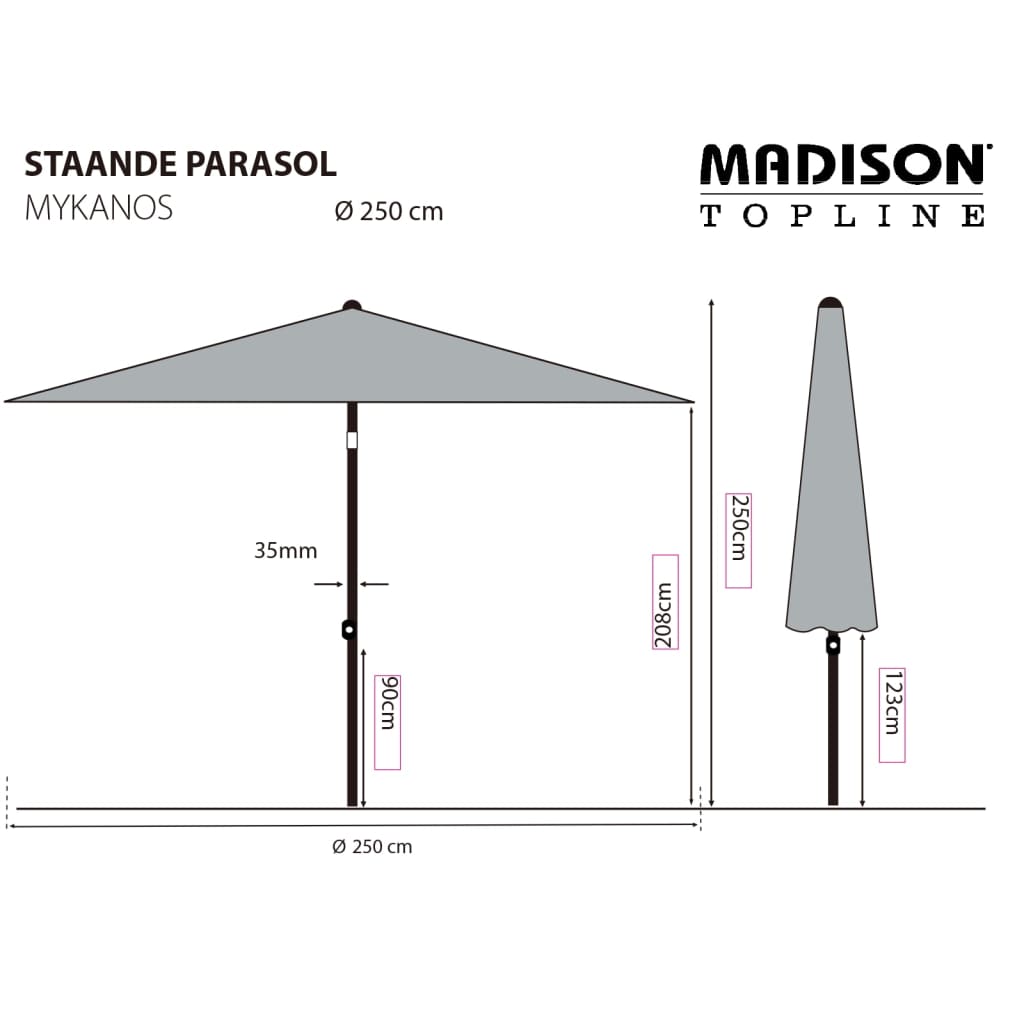 Parasol Mykanos 250 cm groen Groen