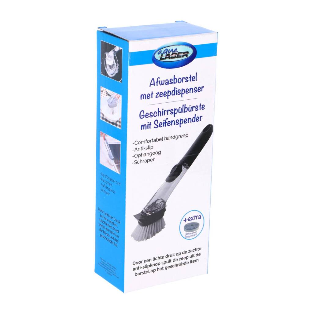 Overige Merken Aqua Laser Afwasborstel Met Dispenser + Schuurspons Zwart/Wit