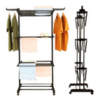 Wasrek inklapbaar 75x64x178 cm zwart