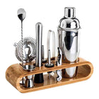 Cocktailset roestvrijstaal bamboe standaard 750ml