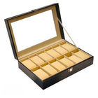 Horlogebox 12 horloges zwart PU kunstleer 30x20x8 cm
