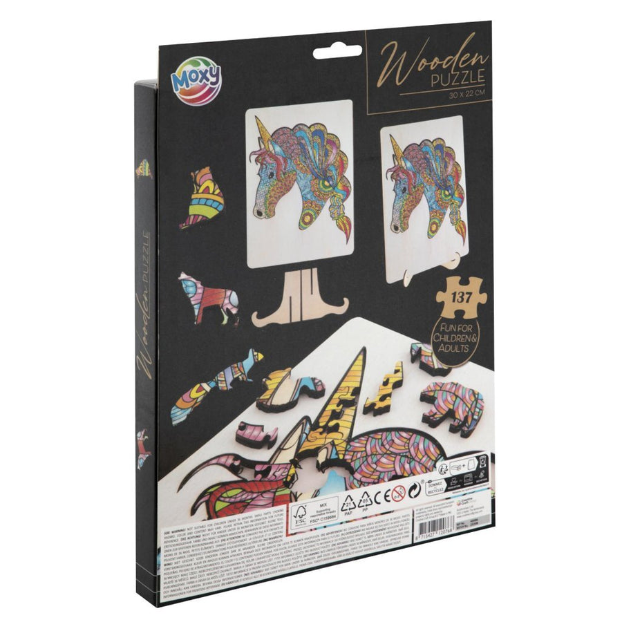 Overige Merken Moxy Houten Puzzel Eenhoorn 137 Stukjes