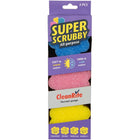Scrub spons 3 stuks blauw roze geel