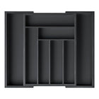 Ceruzo Extendable Wooden Cutlery Tray - 33-52 x 43 x 5 cm - Black