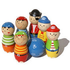 Houten kegelspel piraten 6 stuks