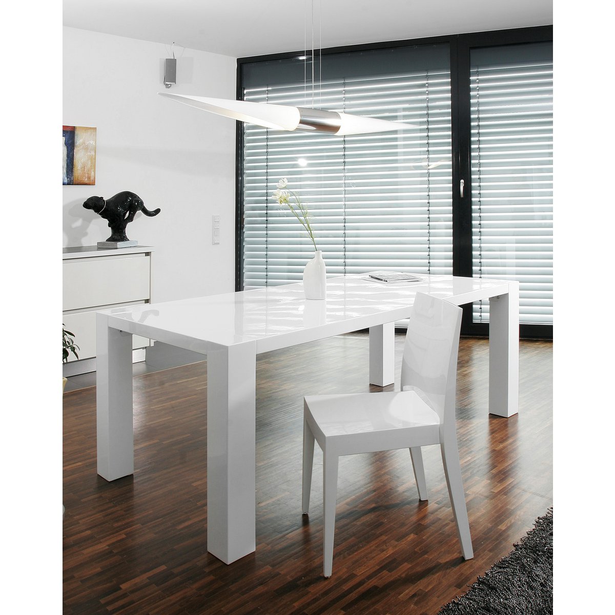 Eettafel 200x100x76 cm wit hoogglans MDF