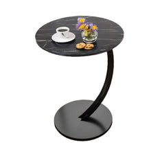 Ceruzo Bijzettafel - Zwart Gemarmerd Blad - Rond 40 Cm - Hoog 60 Cm