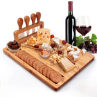 Borrelplank bamboe 28x35.5 cm met 4 kaasmesjes