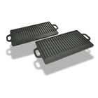 Grillplaat gietijzer dubbelzijdig 38x23 cm 2 stuks