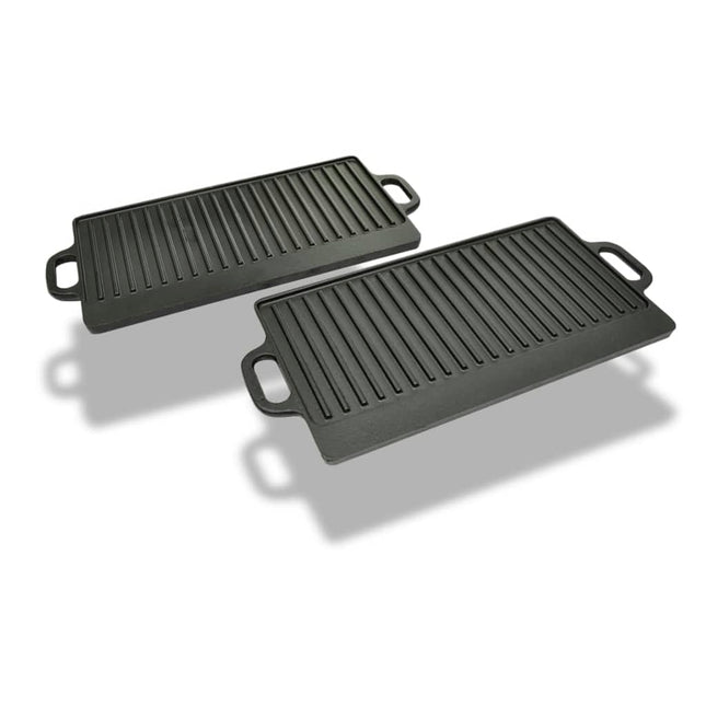 Grillplaat Gietijzer Dubbelzijdig 38X23 Cm 2 St