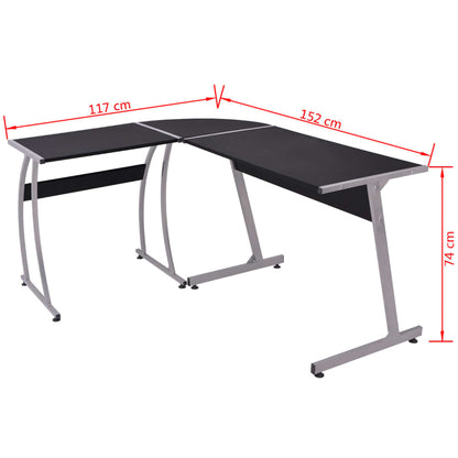 Hoekbureau L-Vormig Zwart