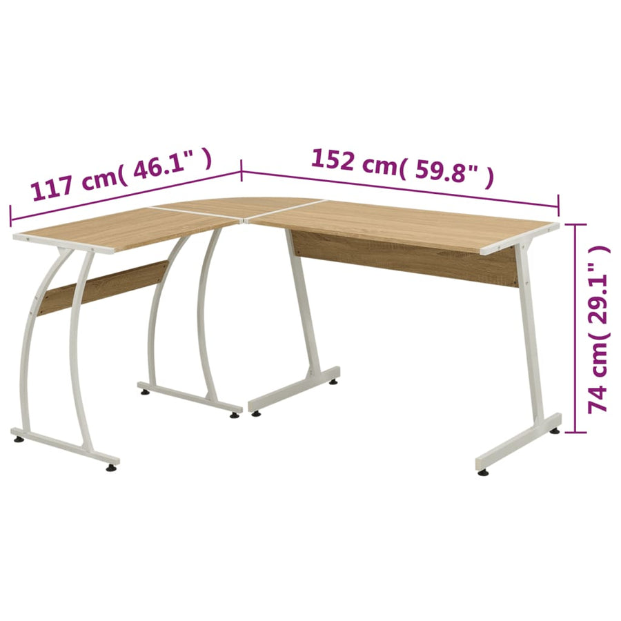 Hoekbureau L-Vormig Hout Eiken