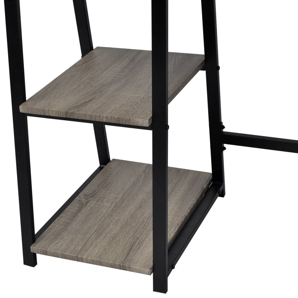 Bureau Met 2 Schappen Grijs En Eikenkleurig
