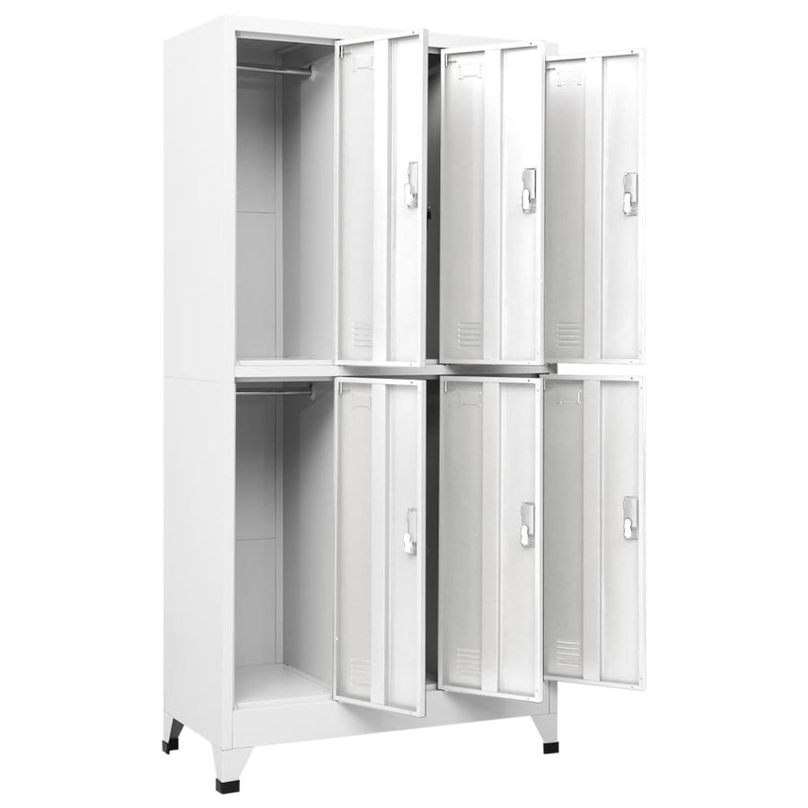 Lockerkast met 6 vakken 90x45x180 cm staal grijs Grijs Met 6 lockers