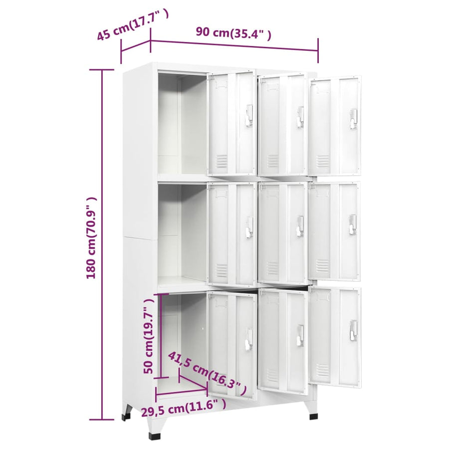 Lockerkast met 9 vakken 90x45x180 cm staal grijs Grijs Met 9 lockers