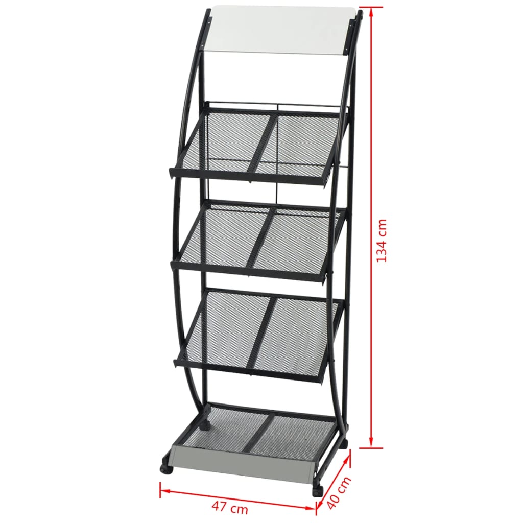 Tijdschriftenrek Zwart En Wit 47X40X134 Cm A4