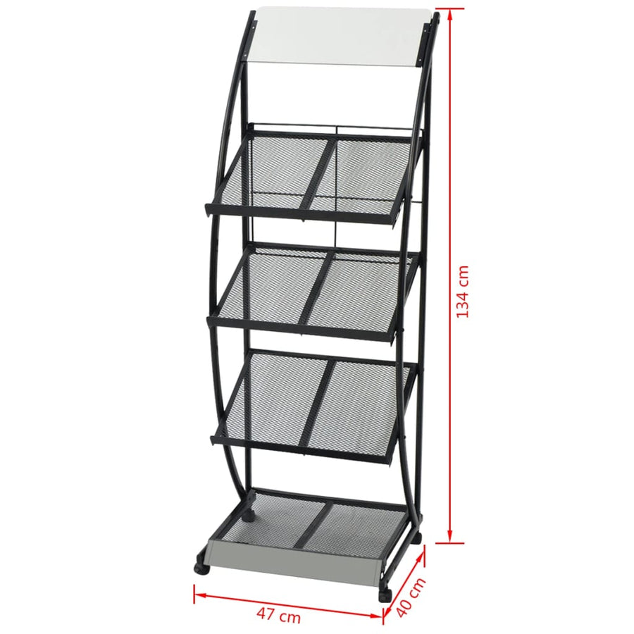 Tijdschriftenrek Zwart En Wit 47X40X134 Cm A4