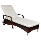 Ligbed poly rattan bruin met kussen