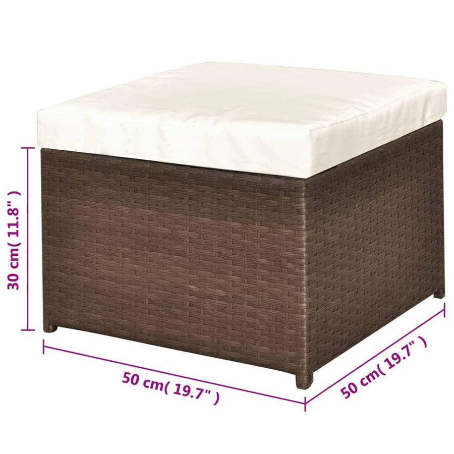 4-delige Loungeset met kussens poly rattan bruin