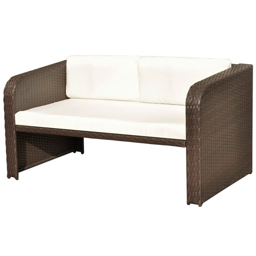 4-delige Loungeset met kussens poly rattan bruin
