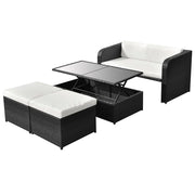 Loungeset 4-delig poly rattan zwart