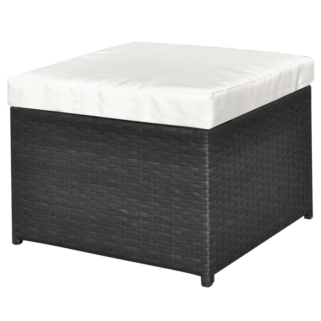 4-delige Loungeset met kussens poly rattan zwart