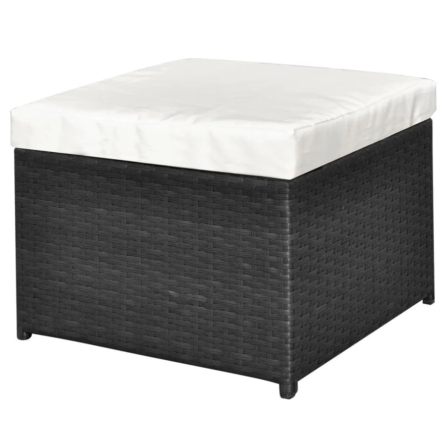 4-delige Loungeset met kussens poly rattan zwart