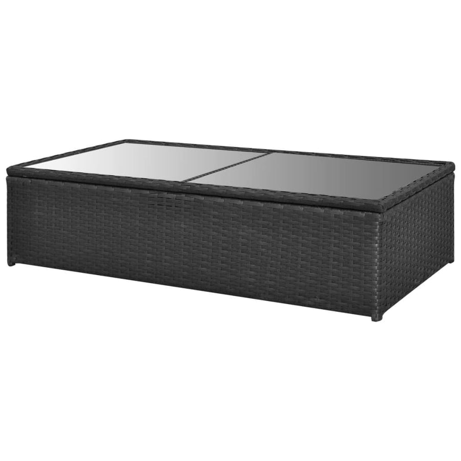 4-delige Loungeset met kussens poly rattan zwart