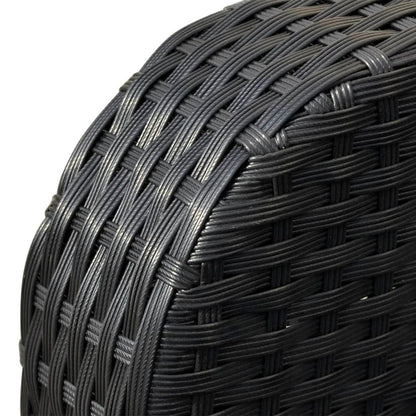 4-delige Loungeset met kussens poly rattan zwart