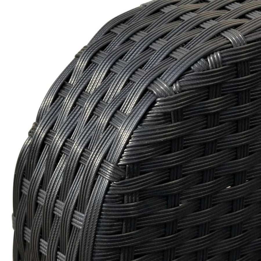 4-delige Loungeset met kussens poly rattan zwart