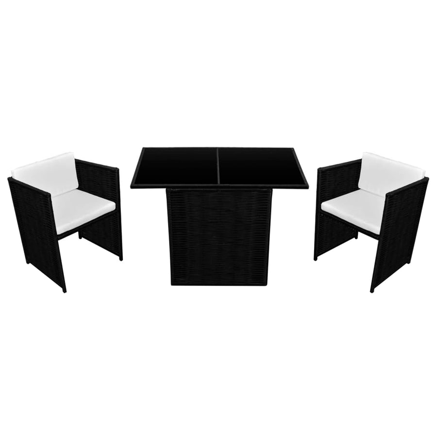 -Delige Bistroset Met Kussens Poly Rattan Zwart