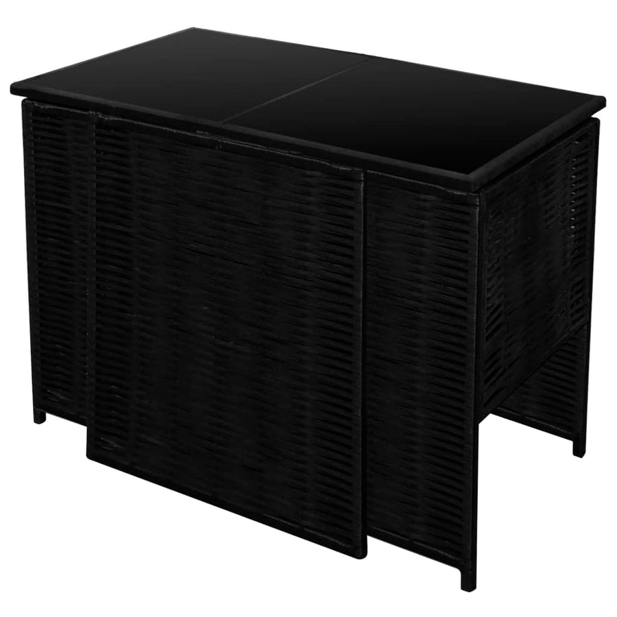 -Delige Bistroset Met Kussens Poly Rattan Zwart