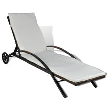 Ligbed Met Kussen En Wieltjes Poly Rattan Bruin