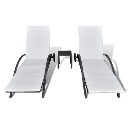 Ligbedden Met Tafel Poly Rattan Zwart