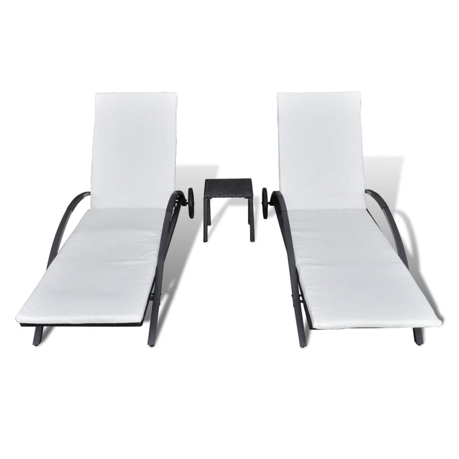 Ligbedden Met Tafel Poly Rattan Zwart