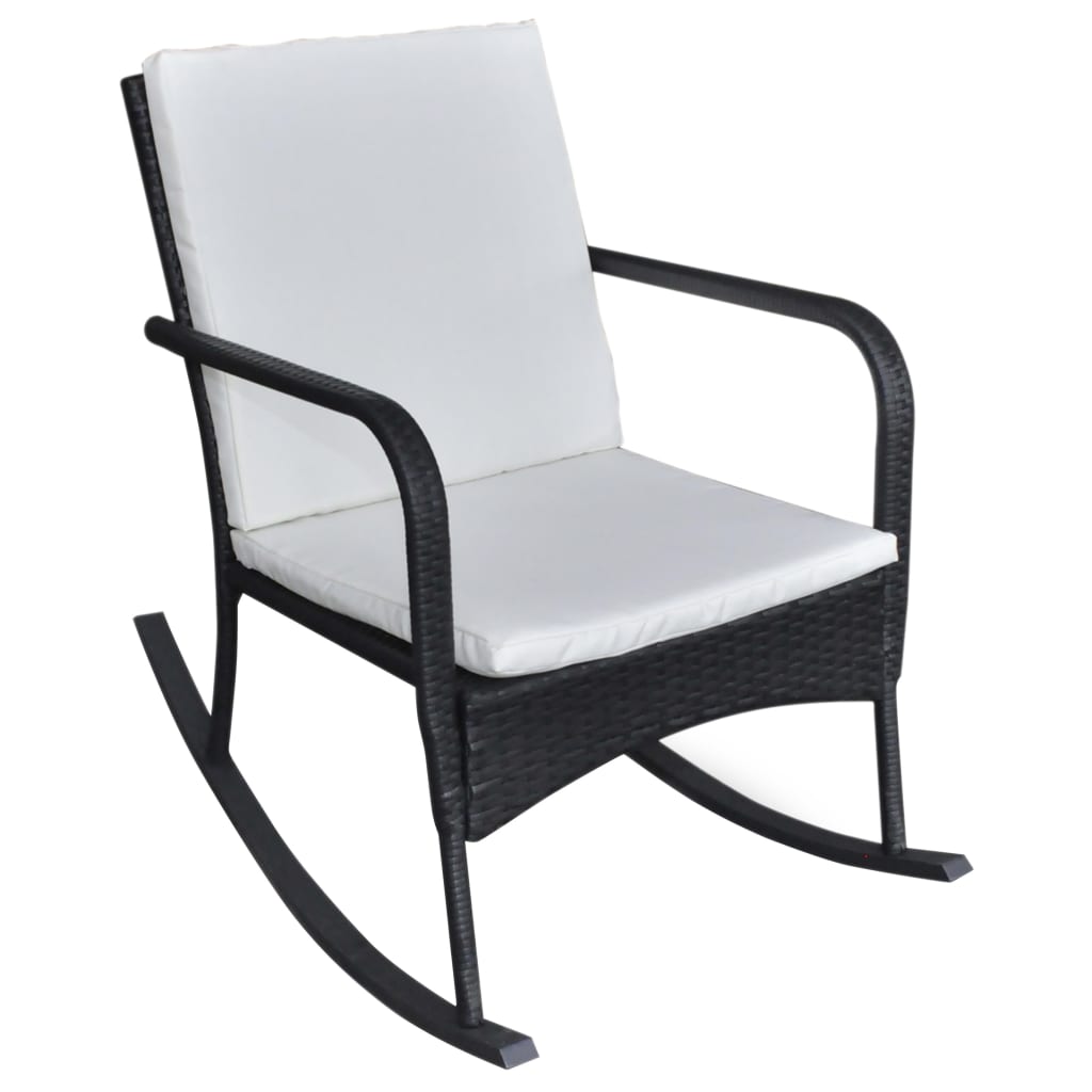 Tuinschommelstoel poly rattan zwart