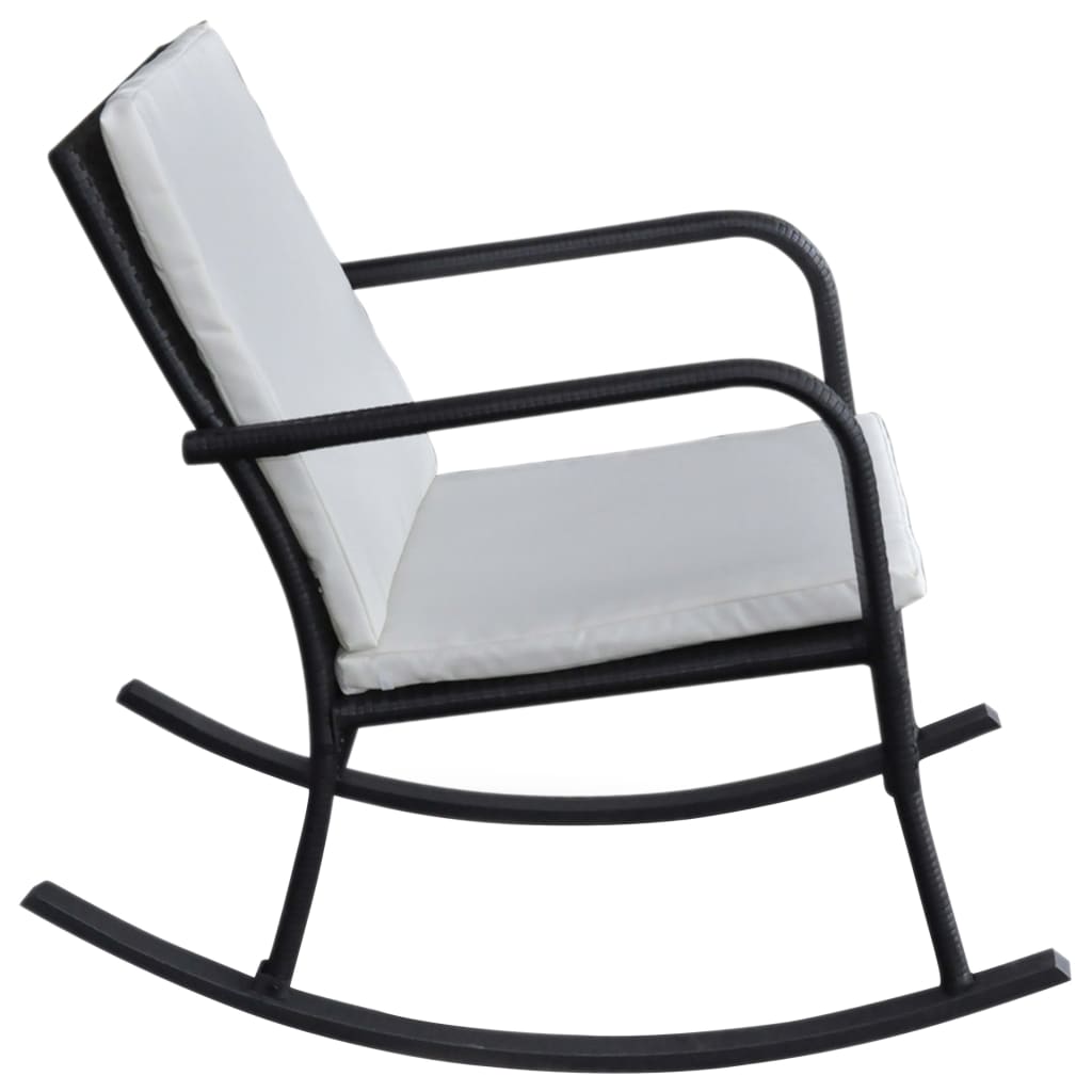 Tuinschommelstoel poly rattan zwart