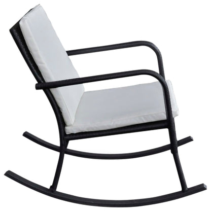 Tuinschommelstoel poly rattan zwart