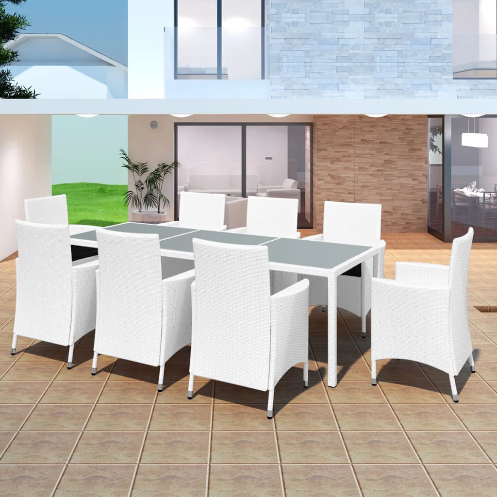 9-Delige Tuinset Poly Rattan Crème 8