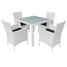 -Delige Tuinset Poly Rattan Crème 5 90 cm tafellengte Wit
