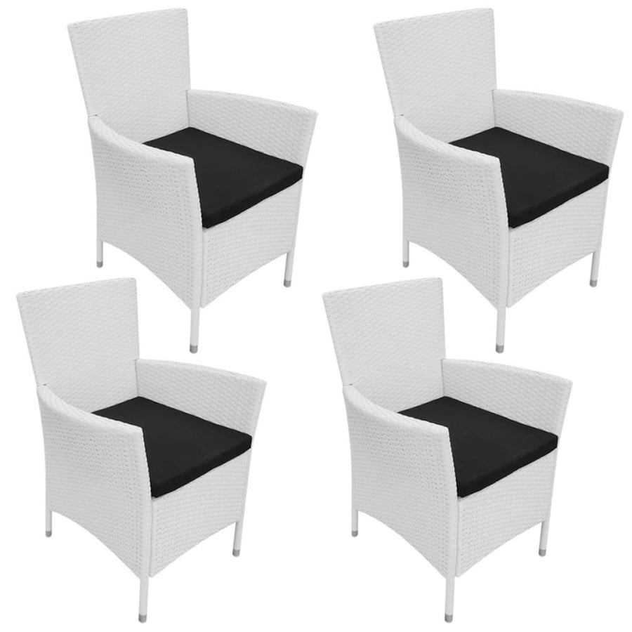 -Delige Tuinset Poly Rattan Crème 5 90 cm tafellengte Wit