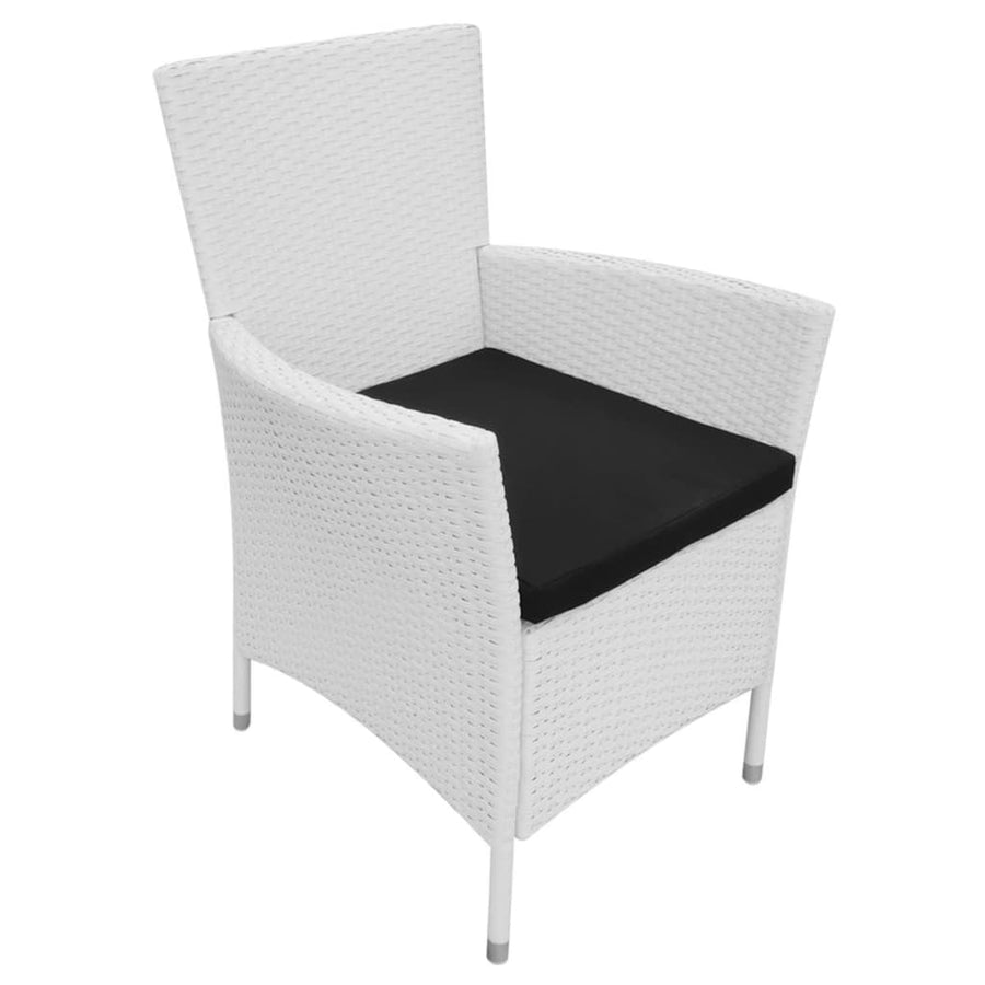 -Delige Tuinset Poly Rattan Crème 5 90 cm tafellengte Wit